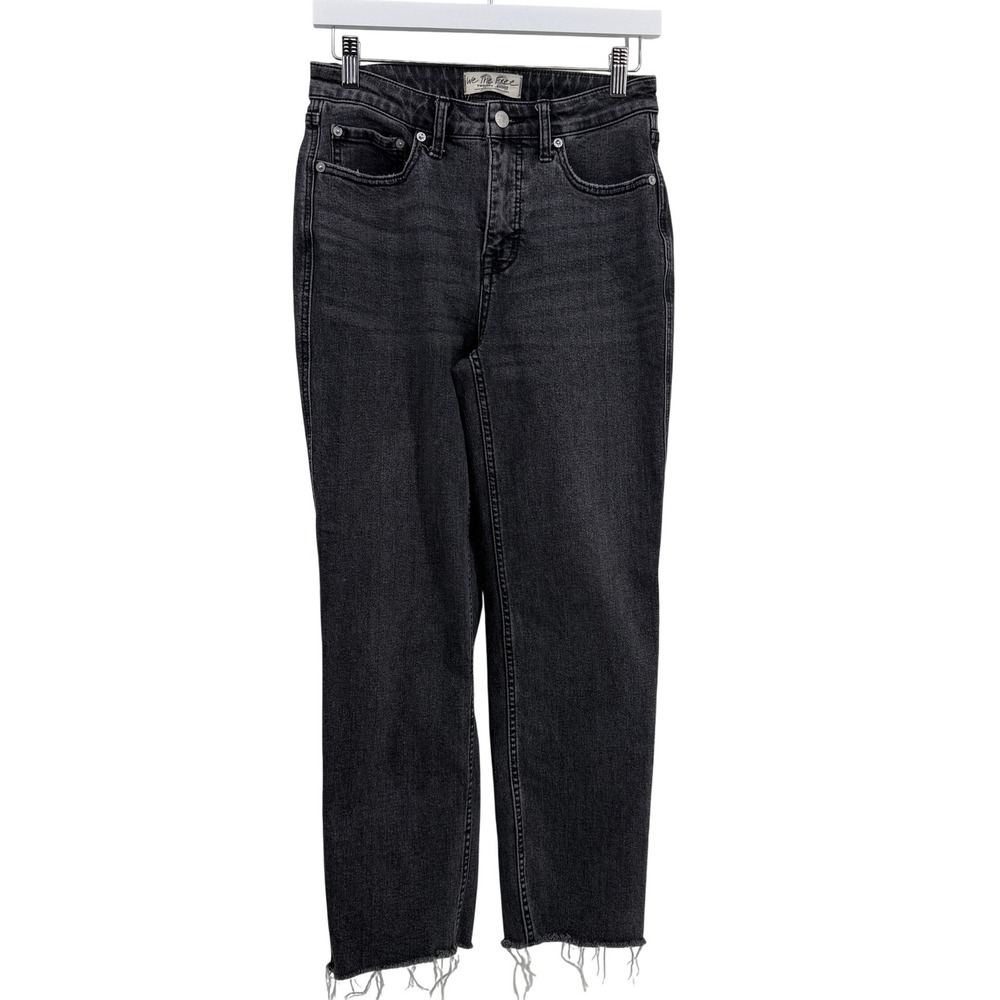 We The‎ Free Jeans Curvy High Rise Raw Hem 28 Black Womens Straight Leg Denim